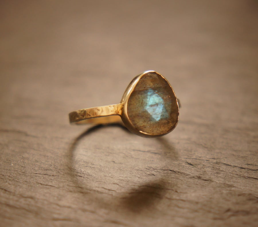 Faceted Labradorite and Sterling Silver Ring