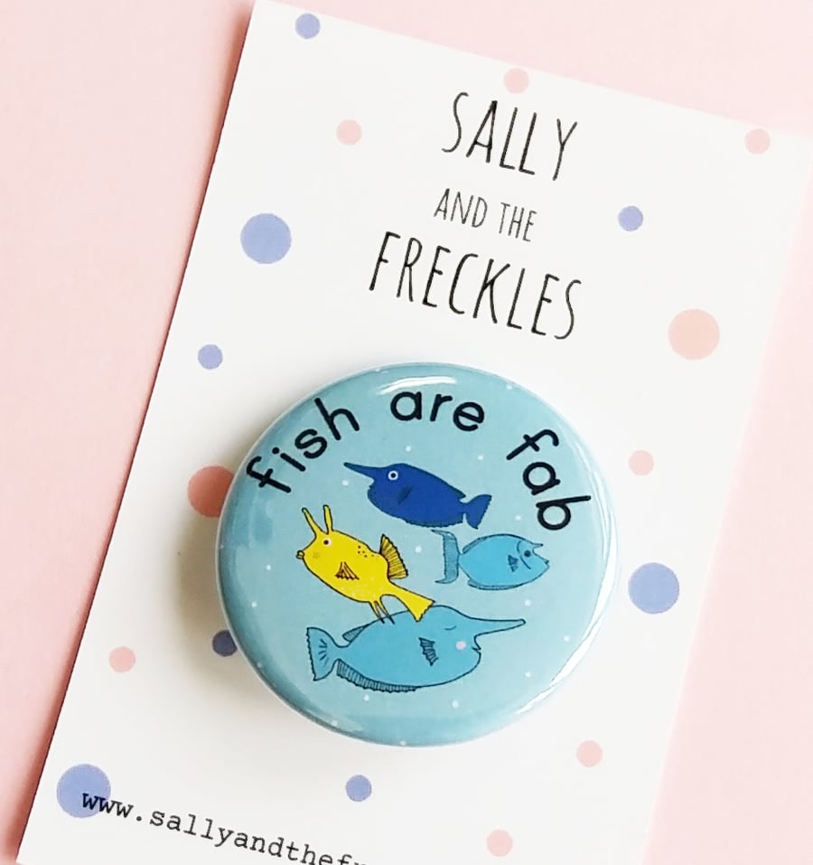fish are fab - fab four - 38mm pin badge 