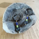 Funky bead earrings with stainless steel huggie hoops