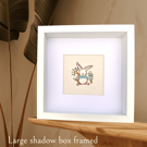 Baby picture, large framed hand embroidery of a cute rabbit, bunny in a jumper