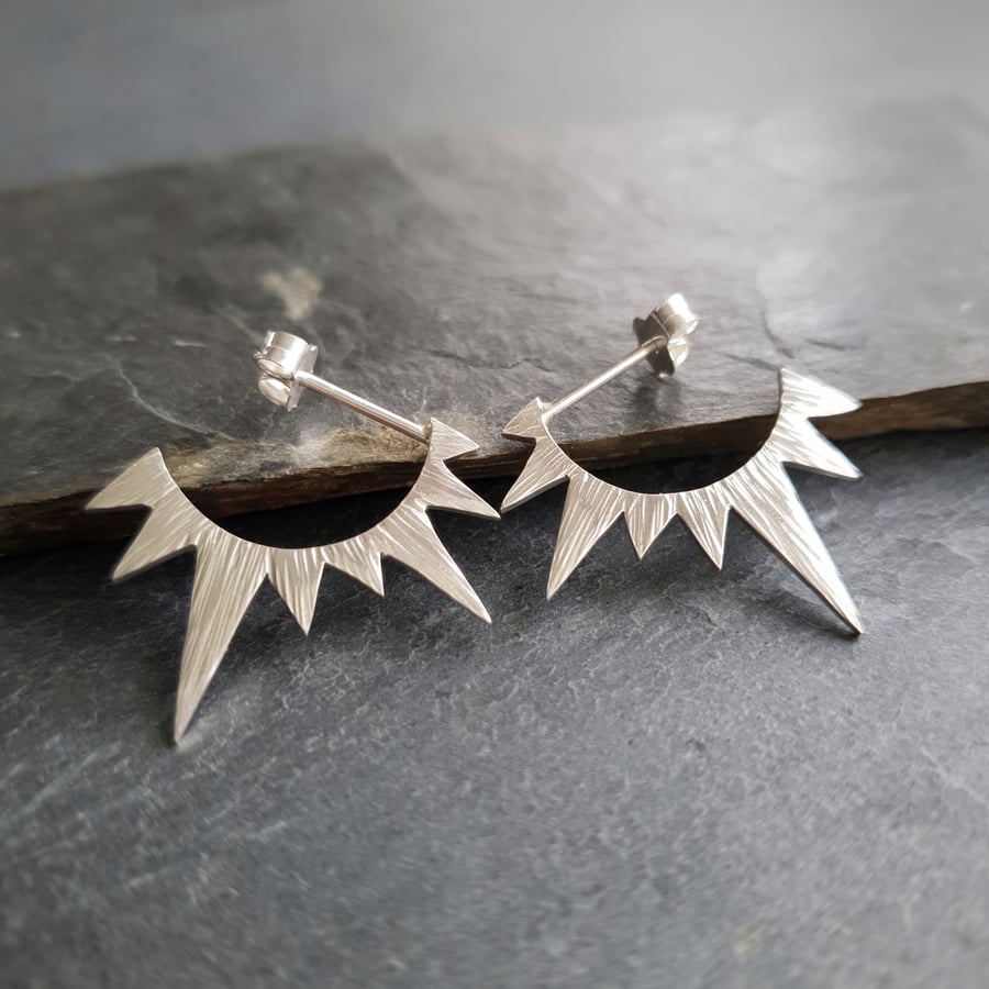 Asymmetric Star Earrings handmade in sterling silver