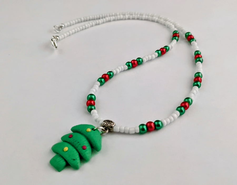 Fimo Christmas tree necklace - 1002675