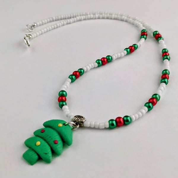 Fimo Christmas tree necklace - 1002675