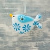 Fused Glass Little Flowery Bird Decoration