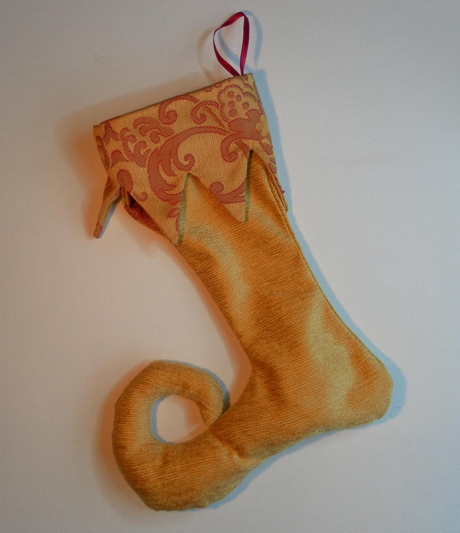 Christmas Stocking, Elf Boot, Gold