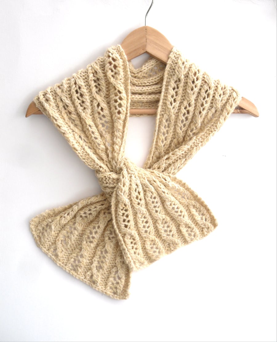 Cream cable lace scarf