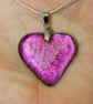 Pink Heart-shaped Dichroic Glass Pendant - 1266 - Image 1