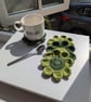 Crochet Coasters -  Forest & Apple Green Retro Flowers 