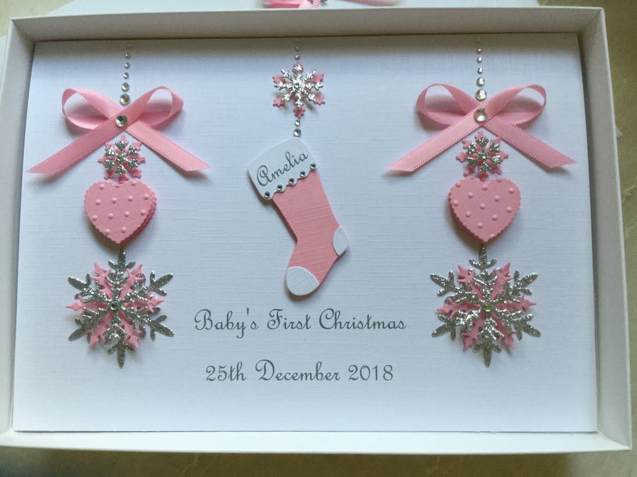 Baby’s 1st Christmas Card Personalised Gift Boxed Granddaughter Daughter First