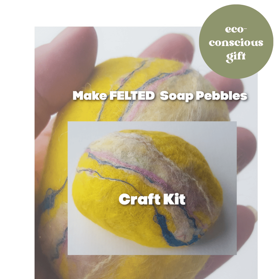 CRAFT KIT MAKE felted soap pebbles an ECO friendly creative project 