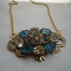 Vintage Blue Czech Glass Art Deco Necklace