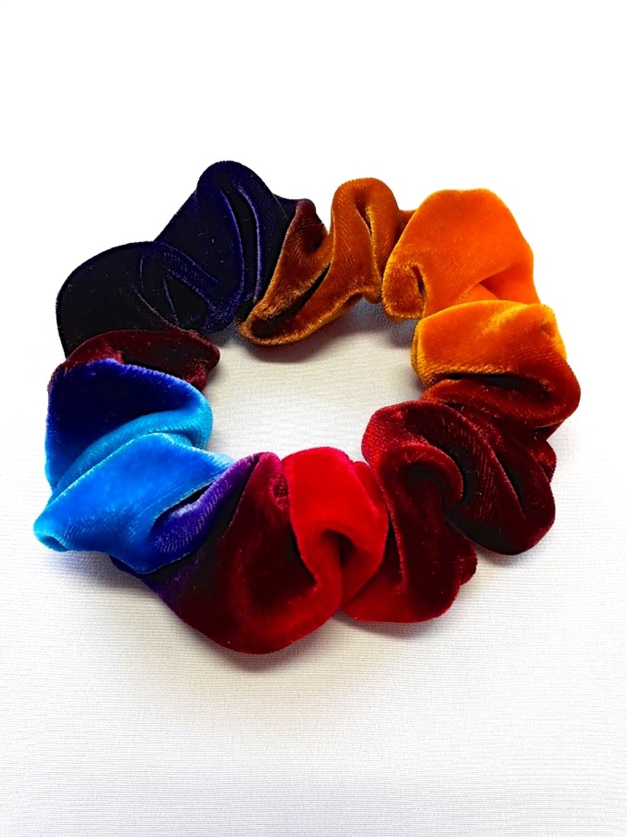 Ombre multicolour velvet hairband - scrunchie.