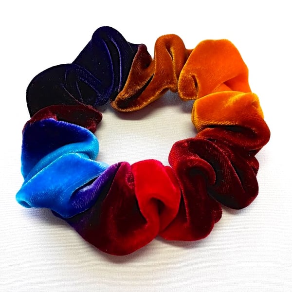 Ombre multicolour velvet hairband - scrunchie.