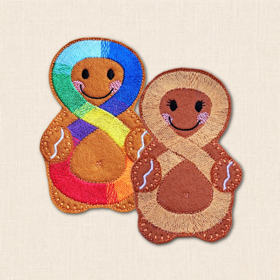 Image of Neurodiversity Gingerbread Decoration - Embroidered Infinity Character