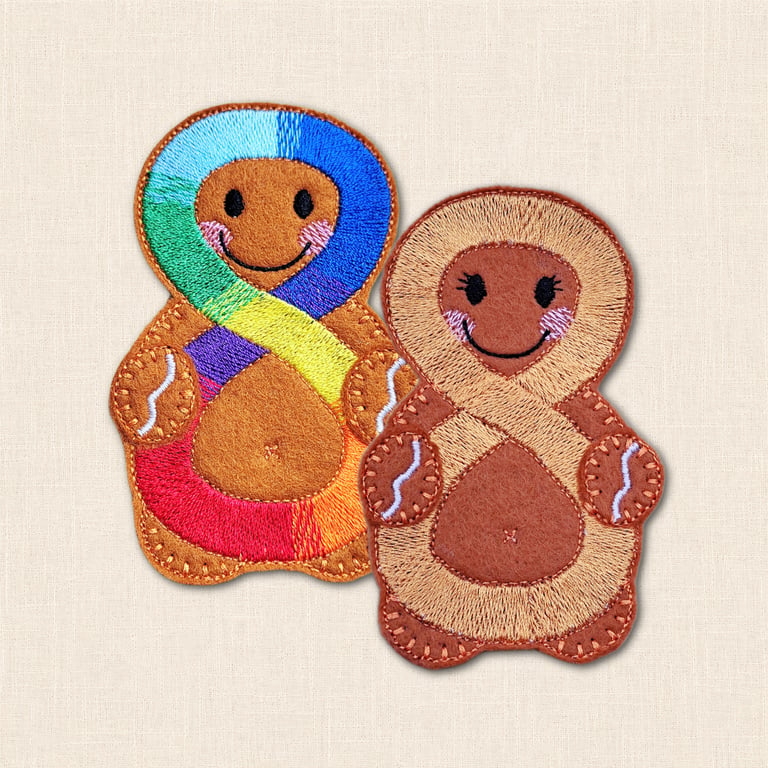 Neurodiversity Gingerbread Decoration - Embroidered Infinity Character
