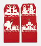 Handmade Christmas Gift Tags, Slide In Message Tags, Red Set of 4