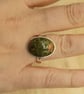 Simple oval unakite ring. Scorpio jewelry uk. Adjustable sterling silver - Image 2