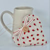 SALE ITEM - STRAWBERRY HEART - red and ecru