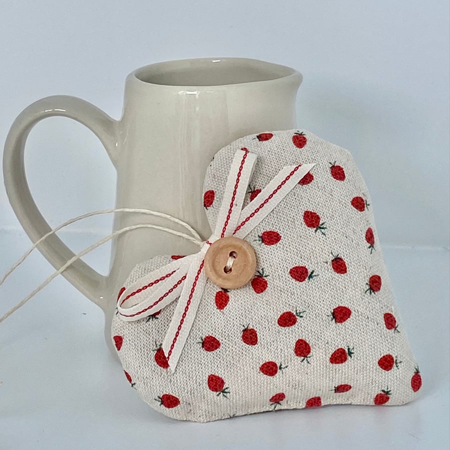 SALE ITEM - STRAWBERRY HEART - red and ecru
