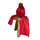 Merino wool felted scarf in red with multicoloured silk embellishment