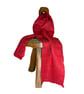 Merino wool felted scarf in red with multicoloured silk embellishment