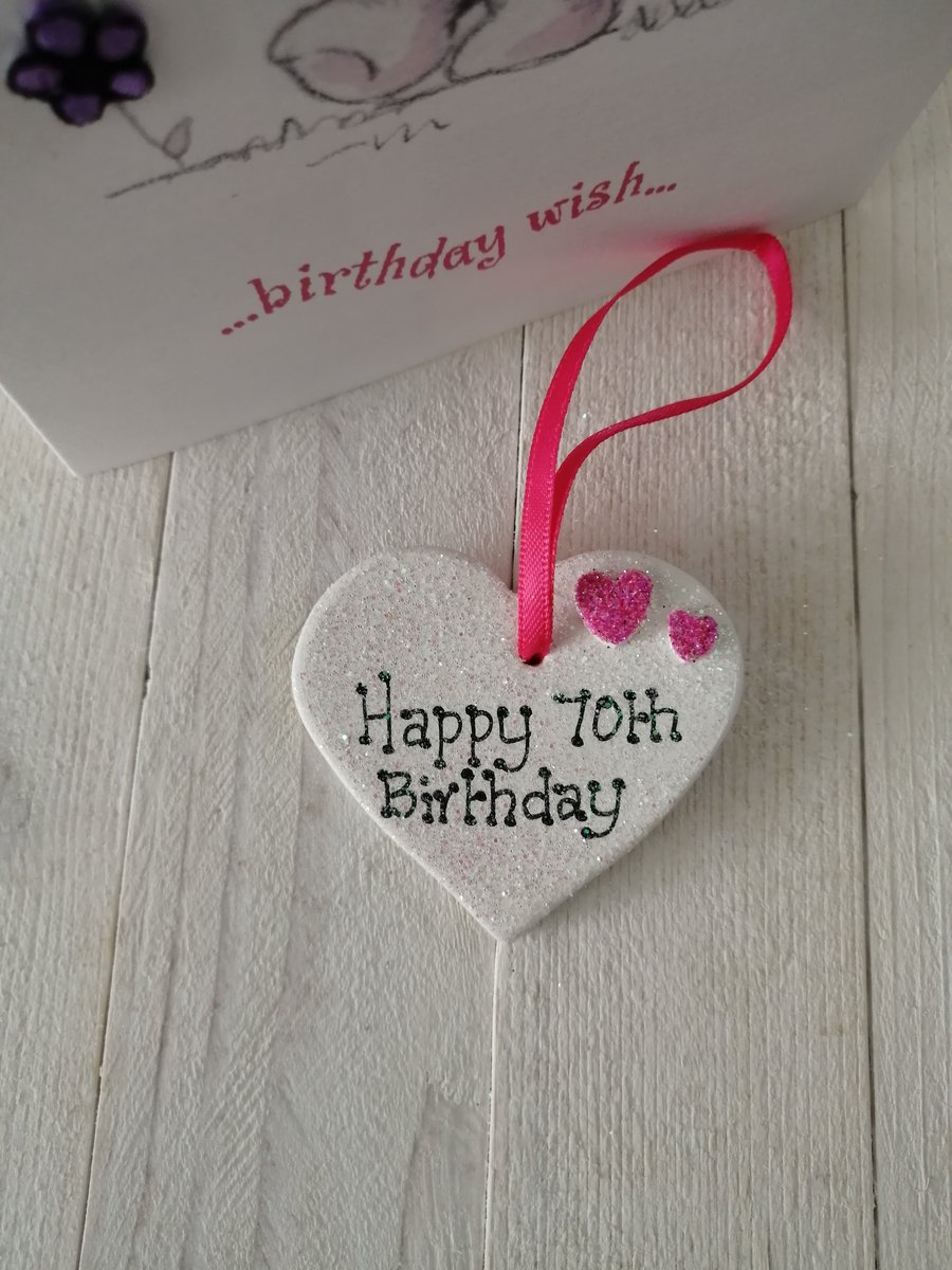 Small Ceramic Heart - 70th Birthday