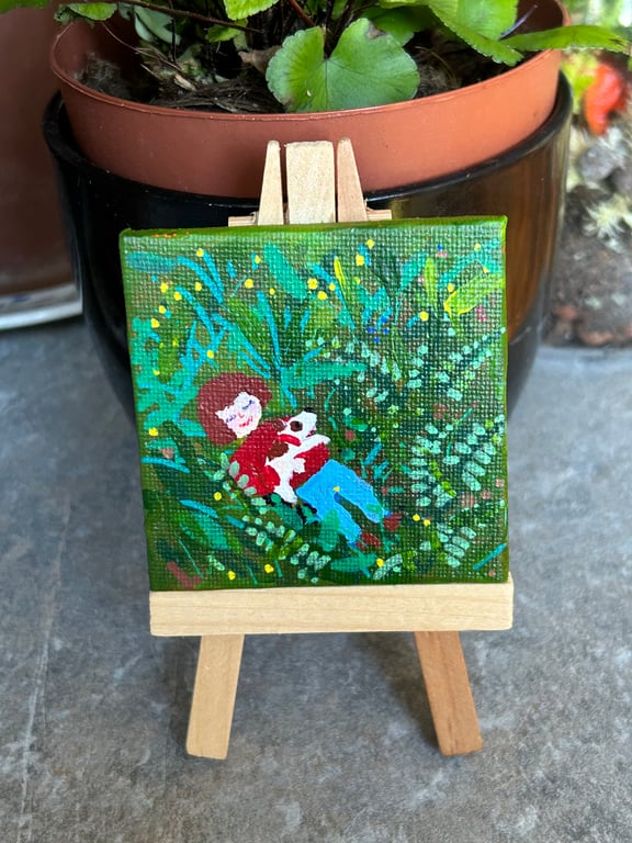 Just chilling- Original Painting with Easel - One of a kind
