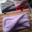 Lilac Fluffy Fleece Cosy Twist Snood   Neckwarmer