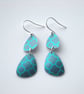 Pebble shaped teal drop earrings  - Image 2