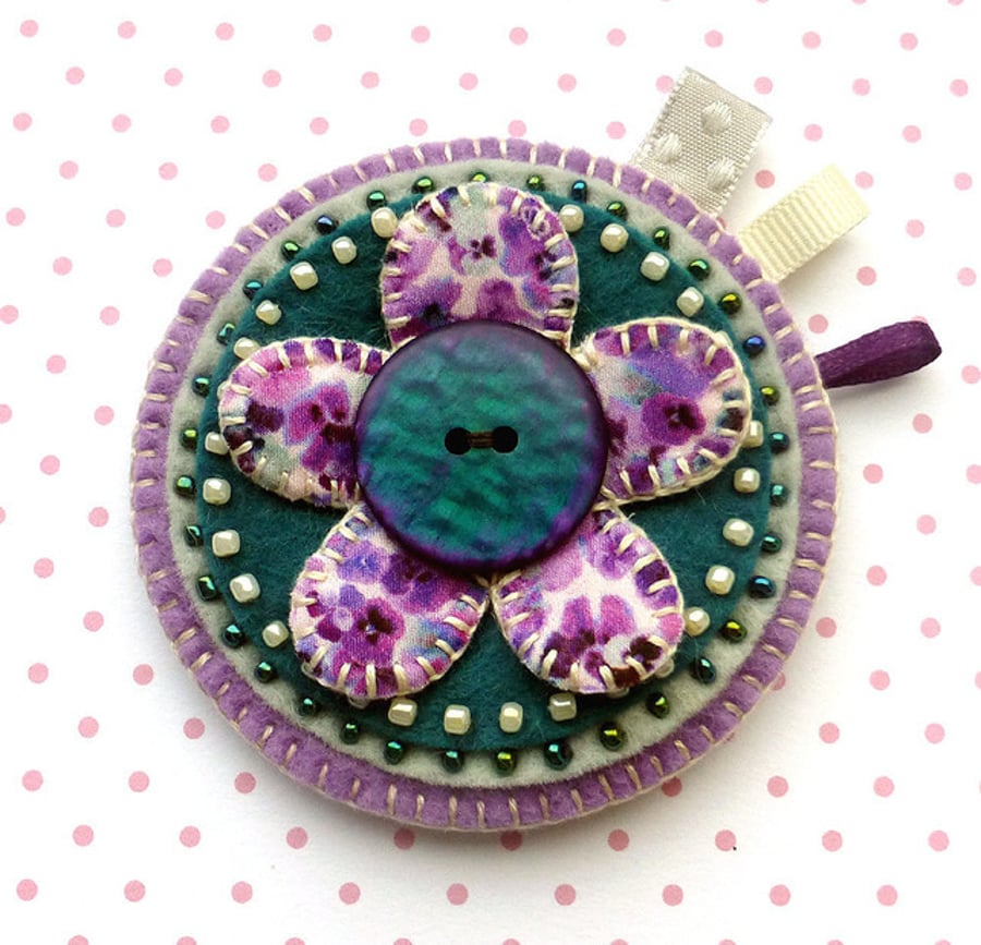 Fabric Flower Brooch 
