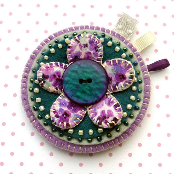 Fabric Flower Brooch 