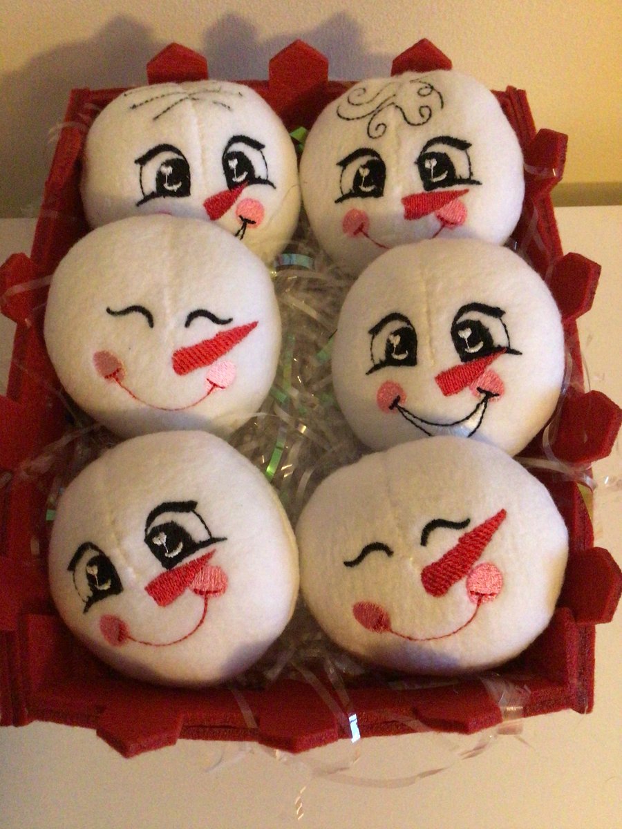 Set of six indoor snowballs.