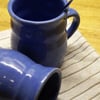 Oops - Handmade pottery mugs - two stoneware tableware cups in blue