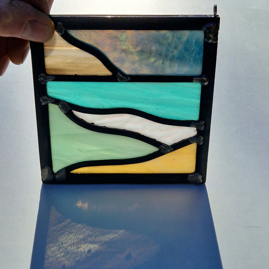 Stained glass seaside leaded panel 