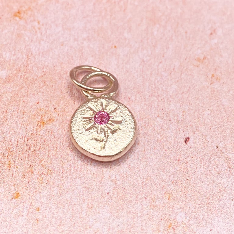Pink Tourmakine Silver Floral Pendant Handmade 