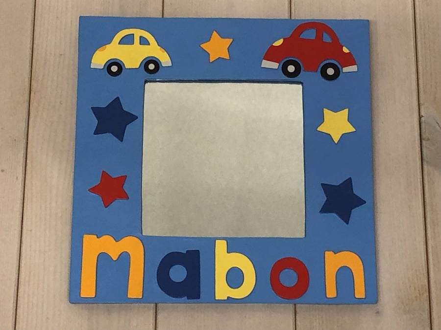 Personalised Sky Blue Car Mirror