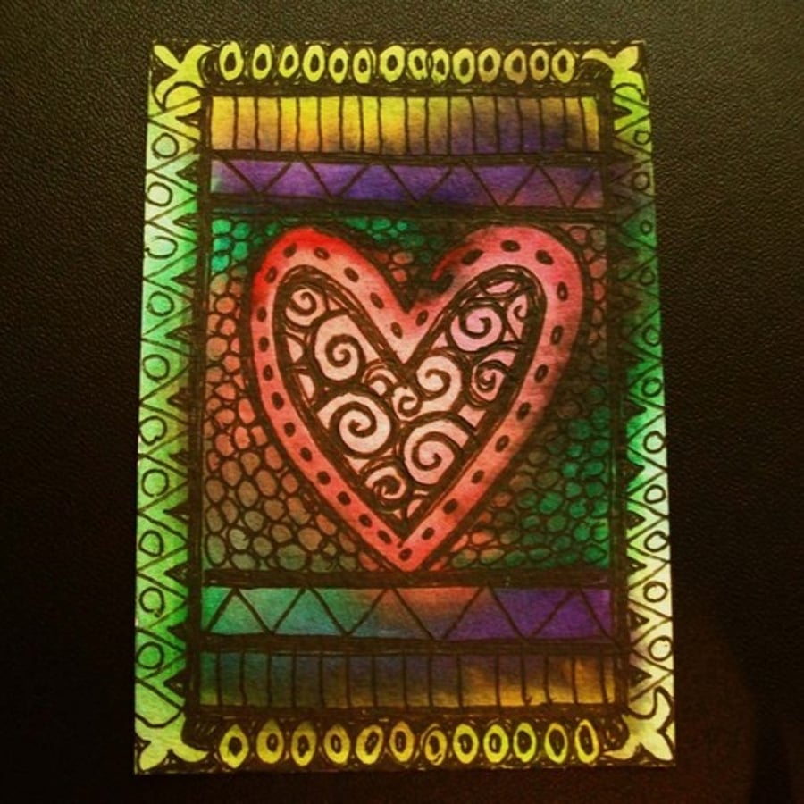 ACEO original in watercolour pens.