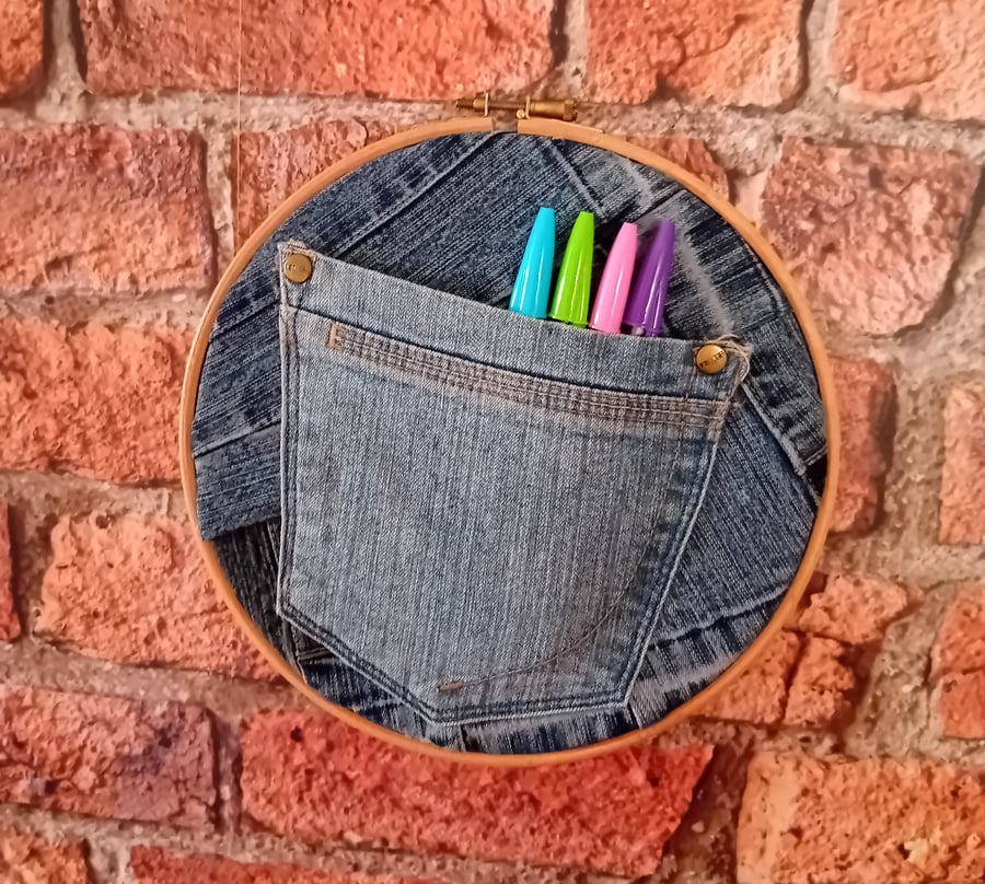 Handmade Denim Pocket Wall Hanging - Medium
