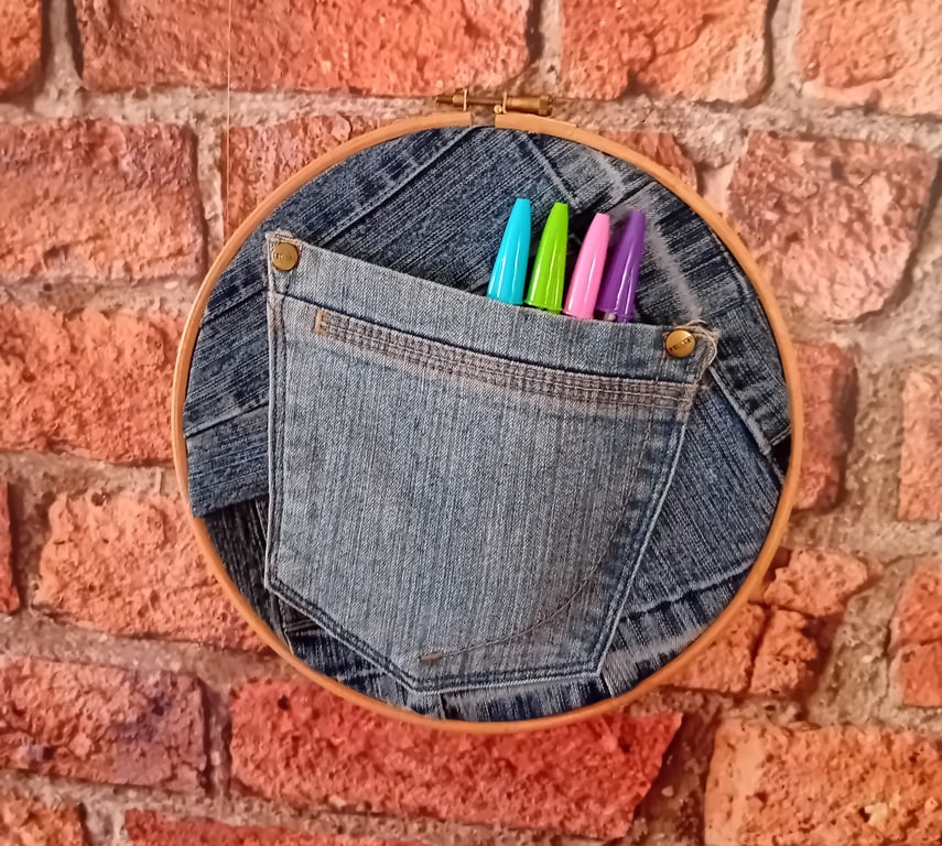 Handmade Denim Pocket Wall Hanging - Medium