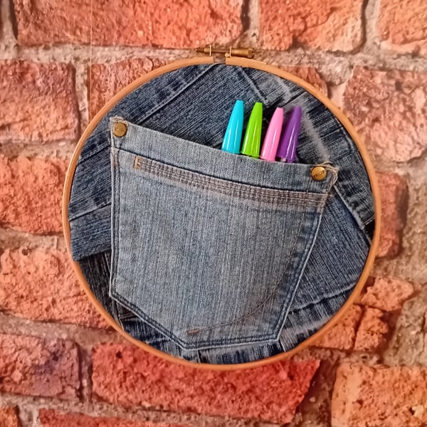 Handmade Denim Pocket Wall Hanging - Medium