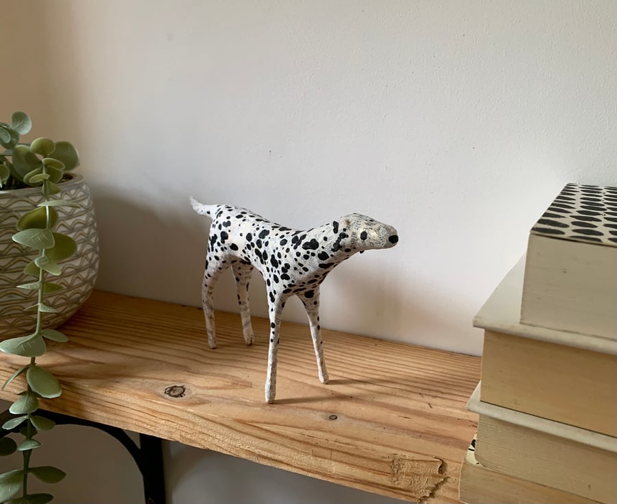 Paper Dalmatian Ornament, Handmade Animal Book Sculpture Art, Cute Dog Pet