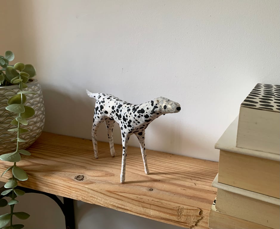 Paper Dalmatian Ornament, Handmade Animal Book Sculpture Art, Cute Dog Pet