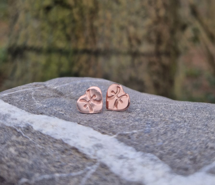 Pisces Copper and Sterling Silver Heart Earrings