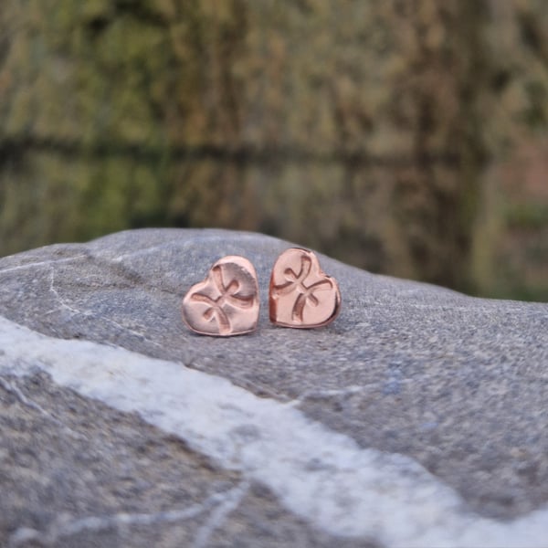 Pisces Copper and Sterling Silver Heart Earrings