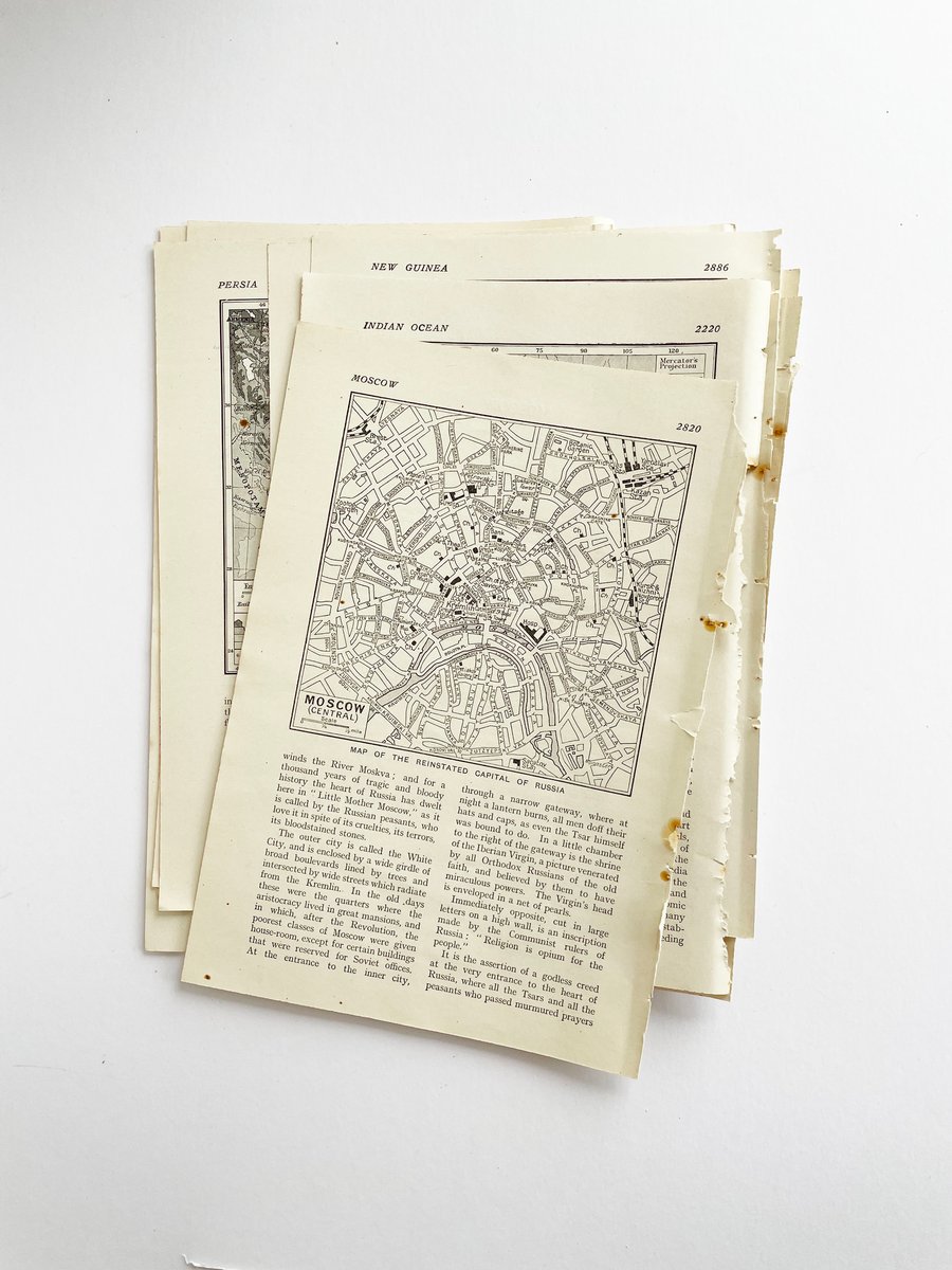 40 vintage Map Pages Ephemera for Junk Journal or Collage