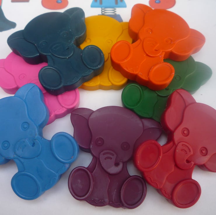 elephant shaped novelty wax crayons x 6 Folksy