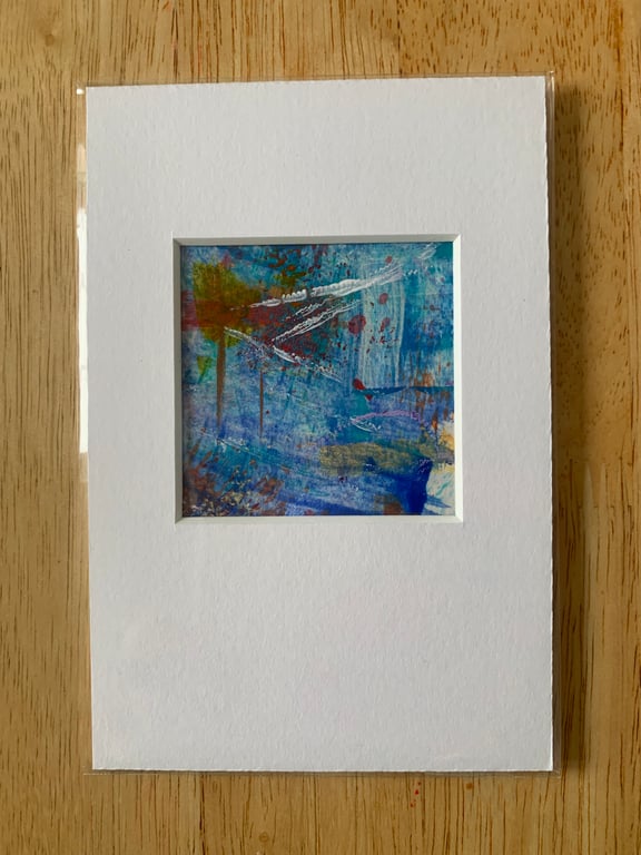 Unique Abstract Art work in a professionally cut aperture ready for framing.