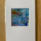 Unique Abstract Art work in a professionally cut aperture ready for framing.