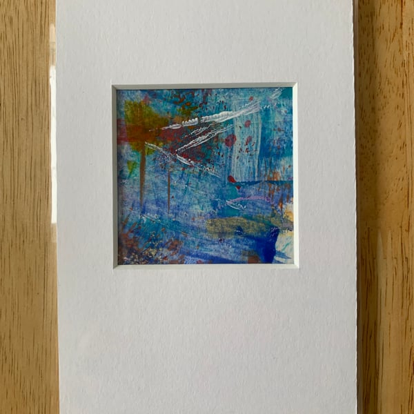 Unique Abstract Art work in a professionally cut aperture ready for framing.