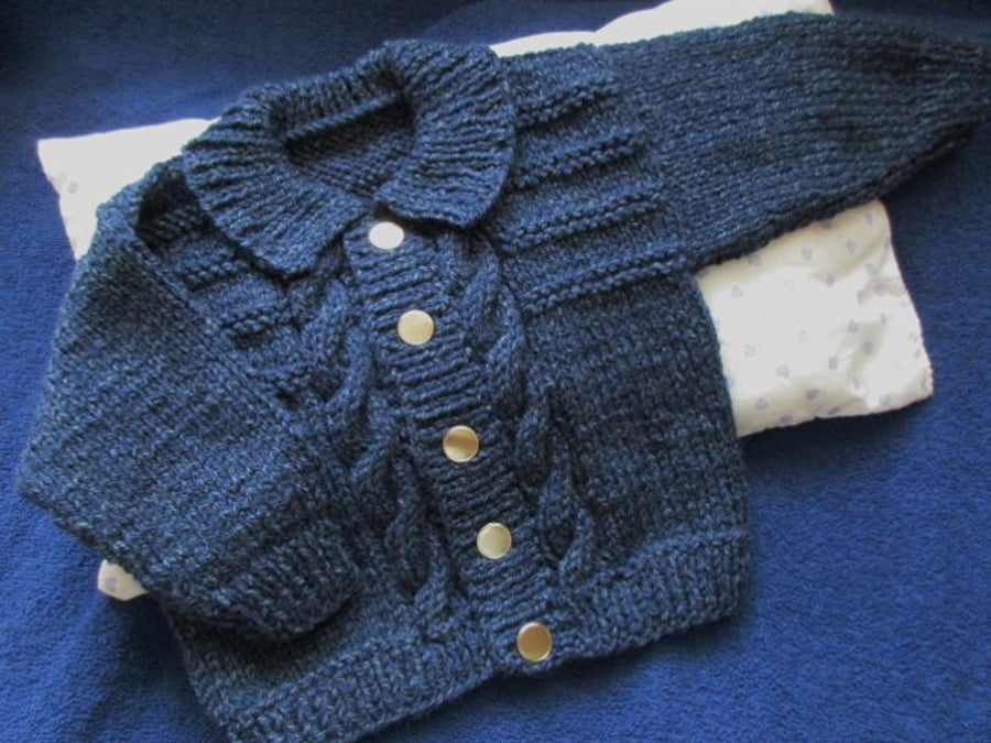 18" Boys Wool Blend Cardigan with Collar